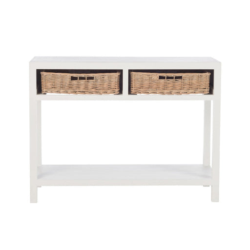 Console + 2 manden hout wit-Consoletafels-J-Line