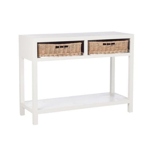 Console + 2 manden hout wit-Consoletafels-J-Line