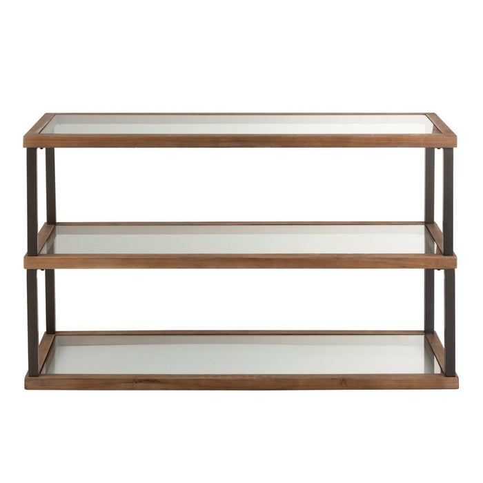 Console 3 niveaus glas/hout bruin-Consoletafels-J-Line