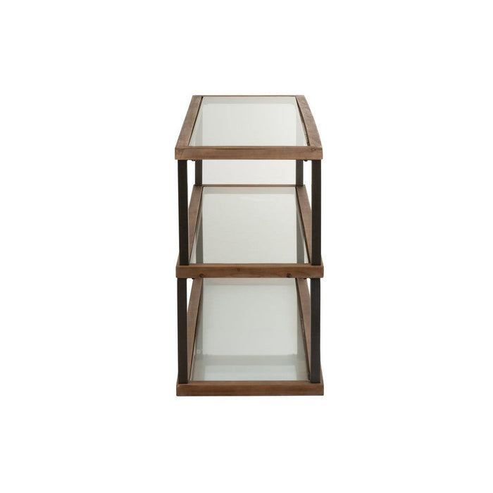 Console 3 niveaus glas/hout bruin-Consoletafels-J-Line