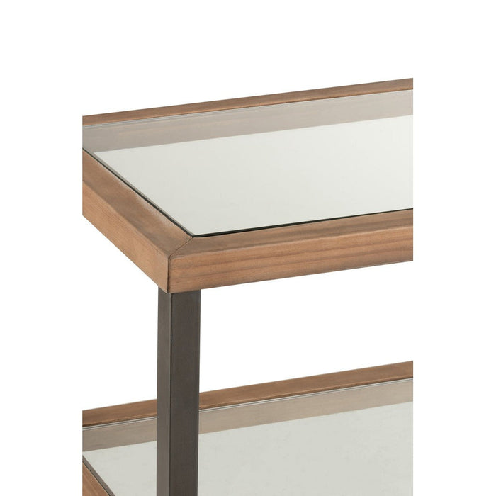 Console 3 niveaus glas/hout bruin-Consoletafels-J-Line