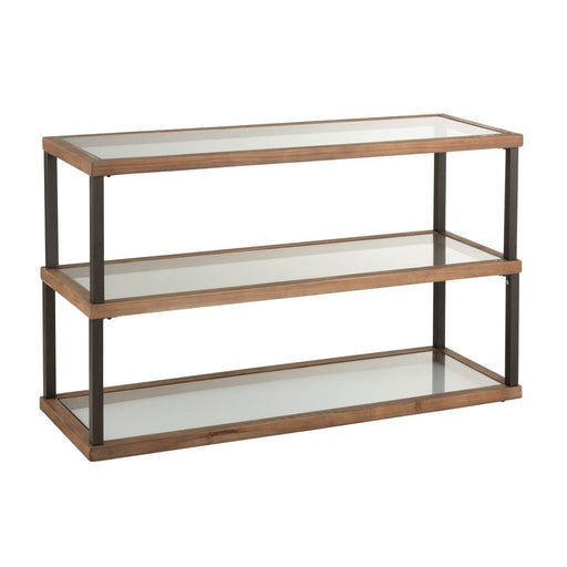 Console 3 niveaus glas/hout bruin-Console tafels-J-Line