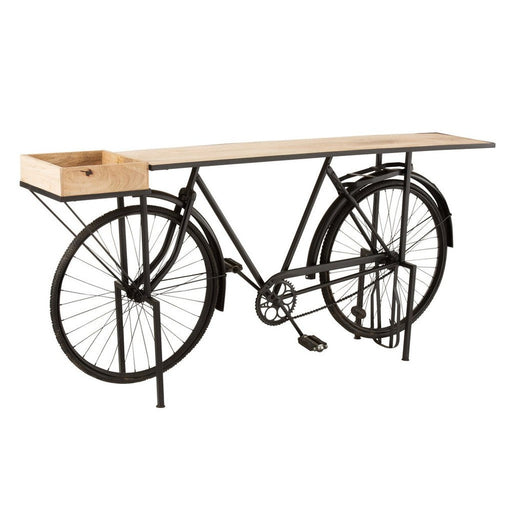 Console Fiets metaal/mango hout zwart/naturel-Console tafels-J-Line