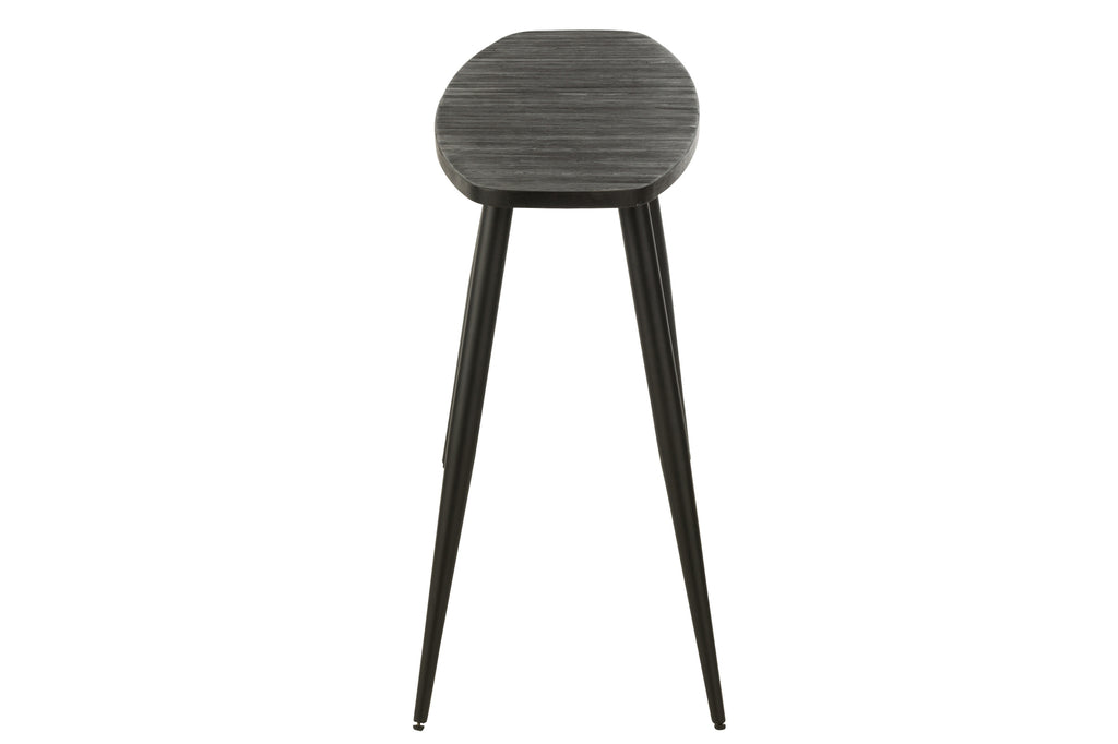 Console Ovaal gerecycleerd teak zwart-Consoletafels-J-Line