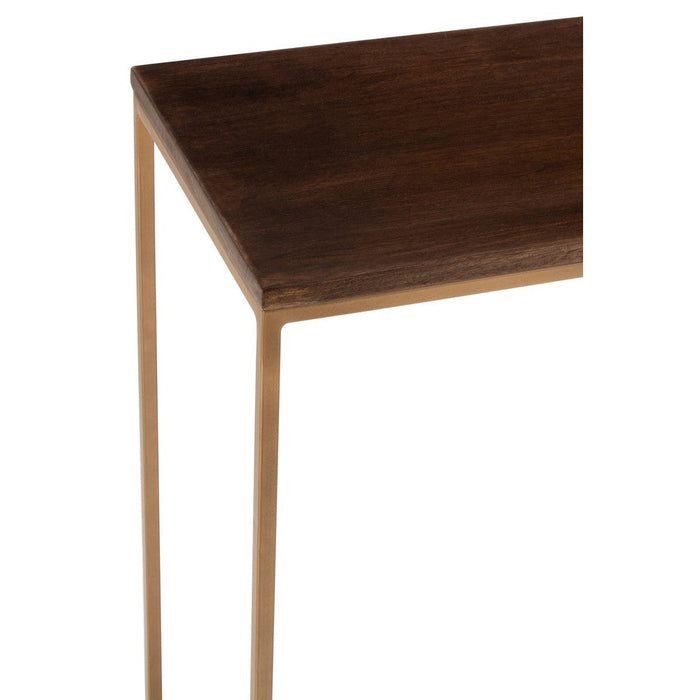 Console Rafi 2planken ijzer/mango hout goud/donker bruin-Console tafels-J-Line