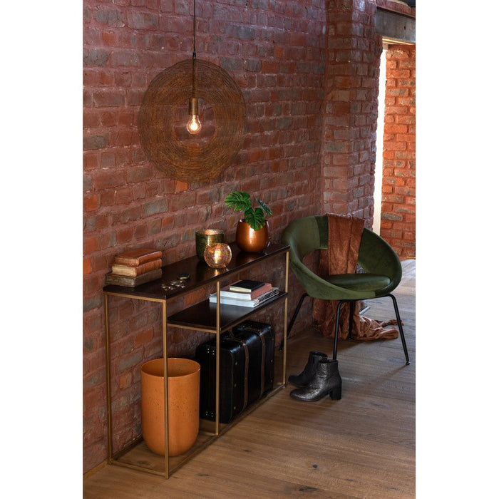 Console Rafi 2planken ijzer/mango hout goud/donker bruin-Console tafels-J-Line