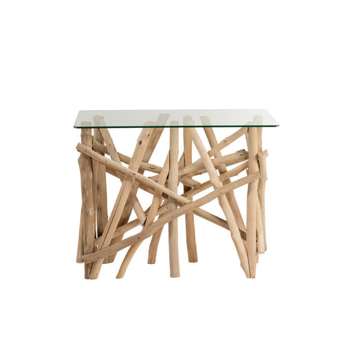 Console Rechthoek takken hout/glas naturel-Consoletafels-J-Line