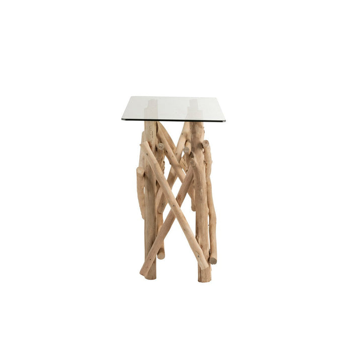 Console Rechthoek takken hout/glas naturel-Consoletafels-J-Line
