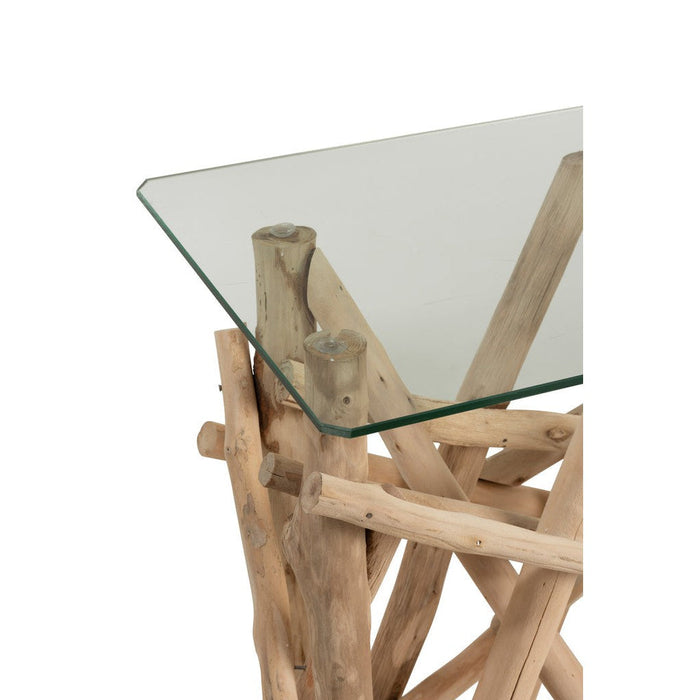 Console Rechthoek takken hout/glas naturel-Consoletafels-J-Line