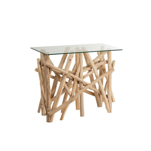 Console Rechthoek takken hout/glas naturel-Consoletafels-J-Line