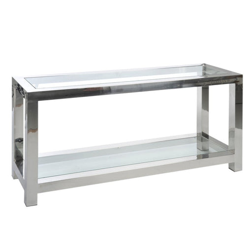 Console Roestvrij staal/glas zilv 140x40x70cm-Consoletafels-J-Line
