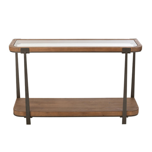 Console Spar hout/glas naturel/zwart-Consoletafels-J-Line