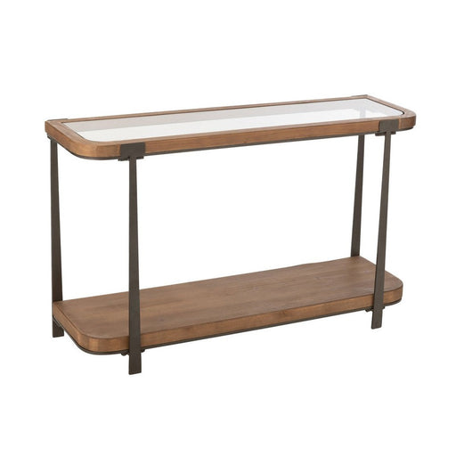 Console Spar hout/glas naturel/zwart-Consoletafels-J-Line