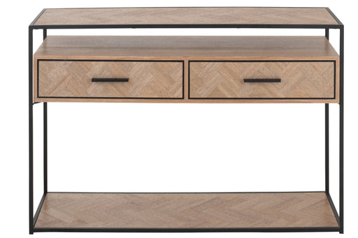 Console Zigzag 2 Drawers Wood/Metal Natural/Black-Console tafels-J-Line