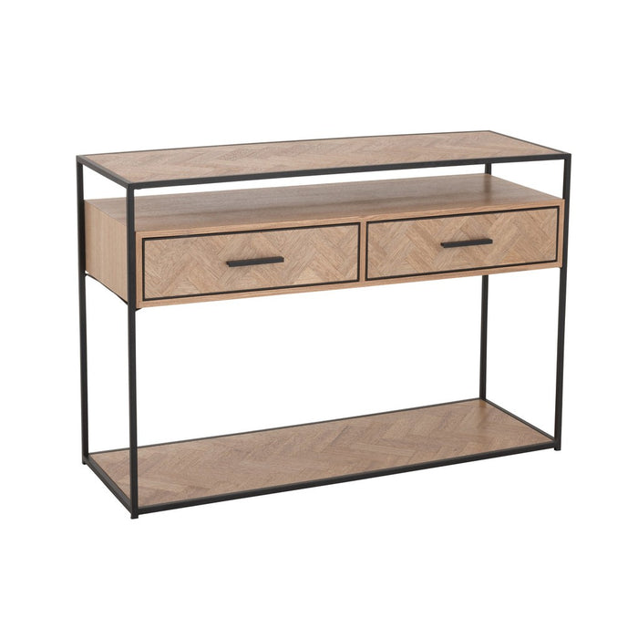 Console Zigzag 2 Drawers Wood/Metal Natural/Black-Console tafels-J-Line