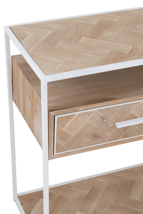 Console Zigzag 2 Drawers Wood/Metal Natural/White-Console tafels-J-Line