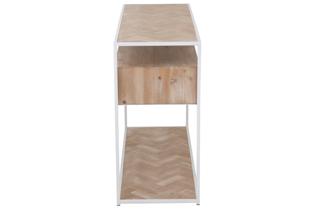 Console Zigzag 2 lades hout/metaal naturel/wit-Console tafels-J-Line