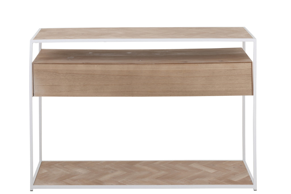 Console Zigzag 2 lades hout/metaal naturel/wit-Console tafels-J-Line