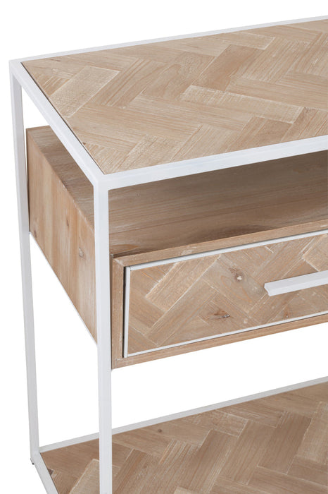 Console Zigzag 2 lades hout/metaal naturel/wit-Console tafels-J-Line