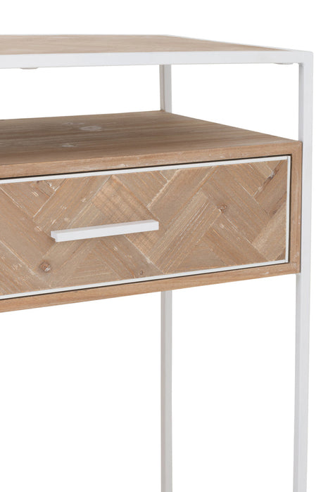 Console Zigzag 2 lades hout/metaal naturel/wit-Console tafels-J-Line