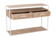 Console Zigzag 2 lades hout/metaal naturel/wit-Console tafels-J-Line