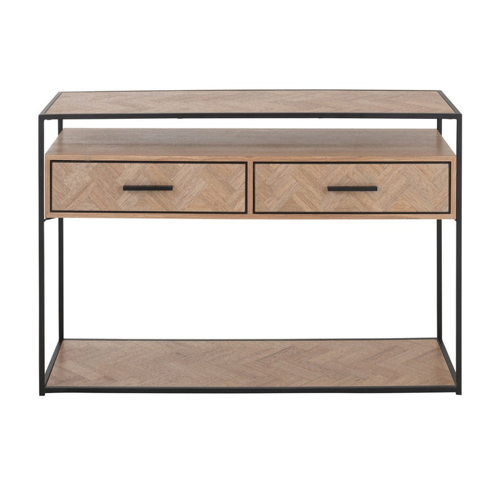 Console Zigzag 2 lades hout/metaal naturel/zwart-Console tafels-J-Line