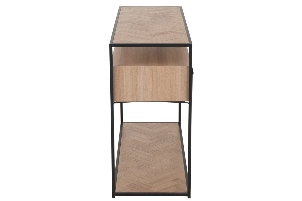 Console Zigzag 2 lades hout/metaal naturel/zwart-Console tafels-J-Line