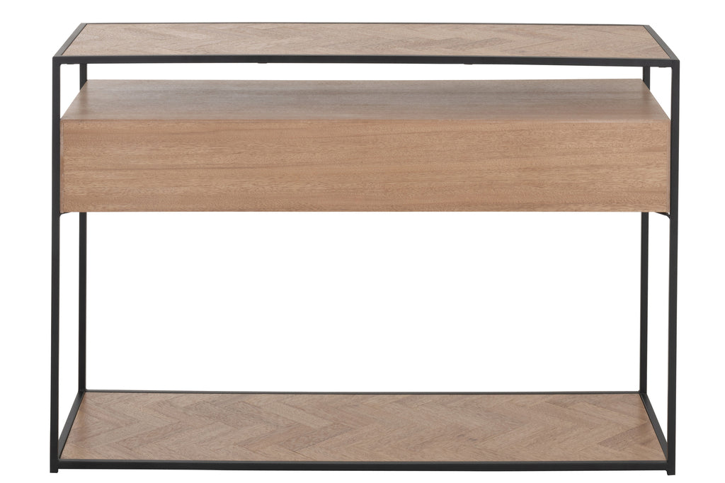 Console Zigzag 2 lades hout/metaal naturel/zwart-Console tafels-J-Line