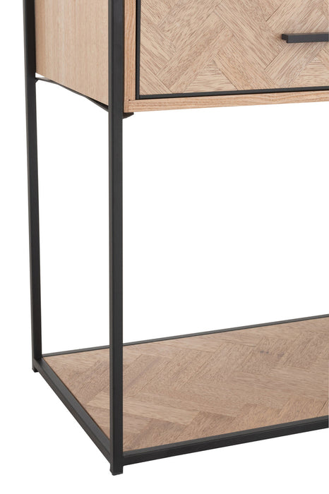 Console Zigzag 2 lades hout/metaal naturel/zwart-Console tafels-J-Line