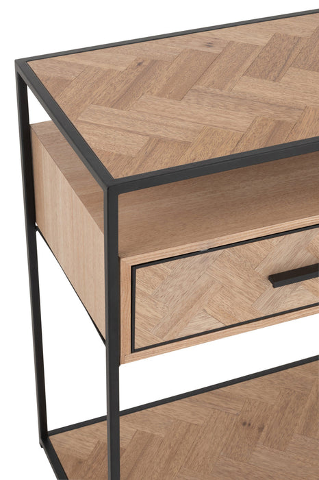 Console Zigzag 2 lades hout/metaal naturel/zwart-Console tafels-J-Line