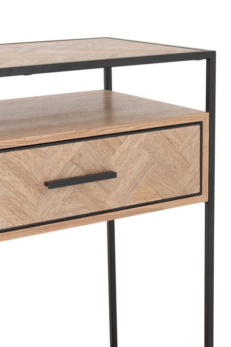 Console Zigzag 2 lades hout/metaal naturel/zwart-Console tafels-J-Line