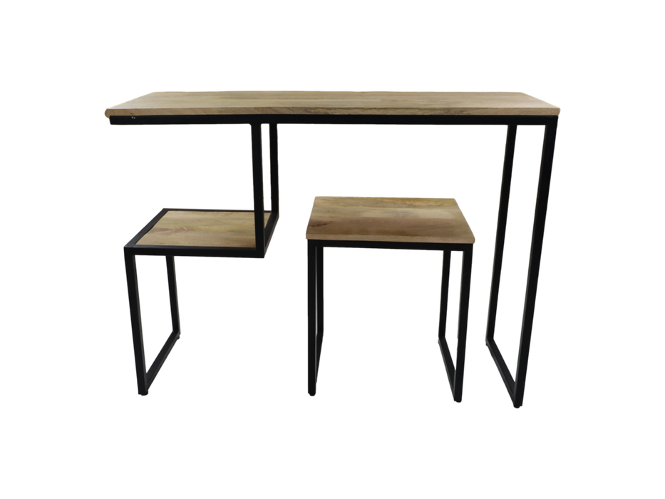 Console tafel - 100x35x75 - Naturel/zwart - Mangohout/ijzer-Console tafels-HSM Collection