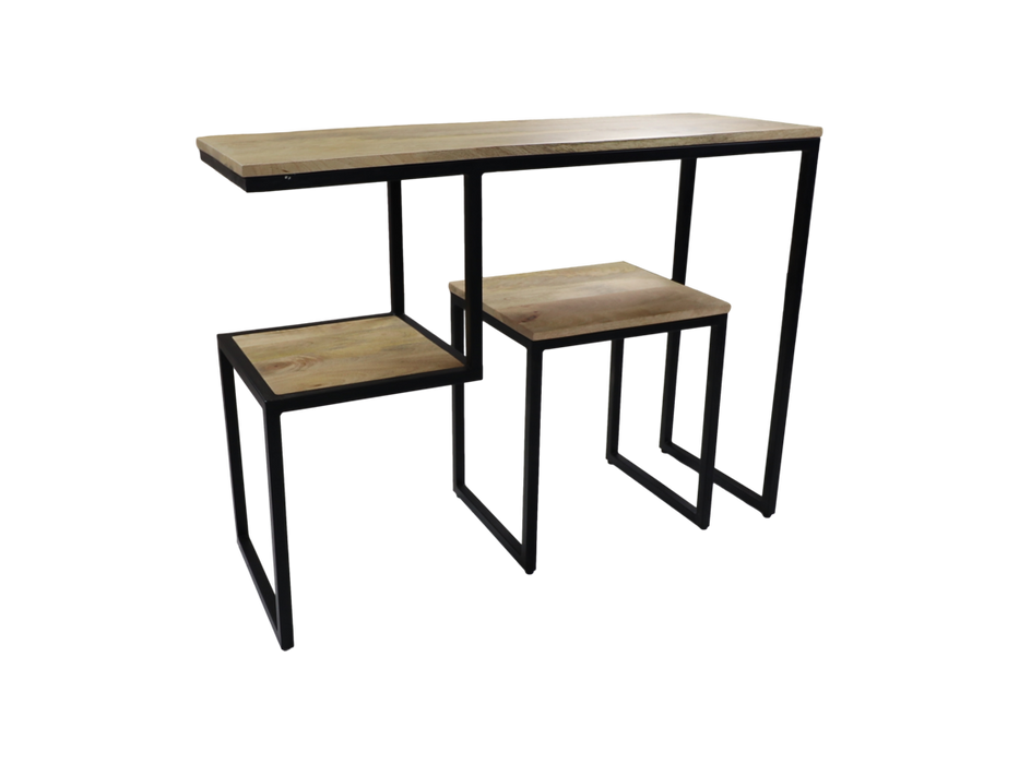 Console tafel - 100x35x75 - Naturel/zwart - Mangohout/ijzer-Console tafels-HSM Collection