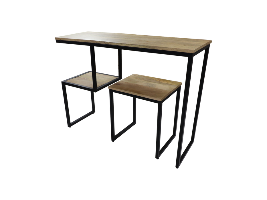 Console tafel - 100x35x75 - Naturel/zwart - Mangohout/ijzer-Console tafels-HSM Collection