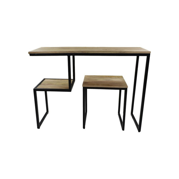 Console tafel - 100x35x75 - Naturel/zwart - Mangohout/ijzer-Console tafels-HSM Collection