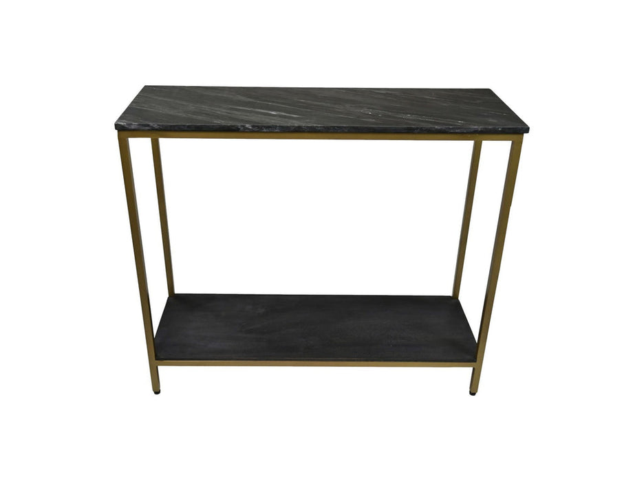 Console tafel - 100x35x86 - Zwart/goud - Marmer/metaal/mangohout-Console tafels-HSM Collection