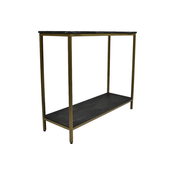 Console tafel - 100x35x86 - Zwart/goud - Marmer/metaal/mangohout-Console tafels-HSM Collection