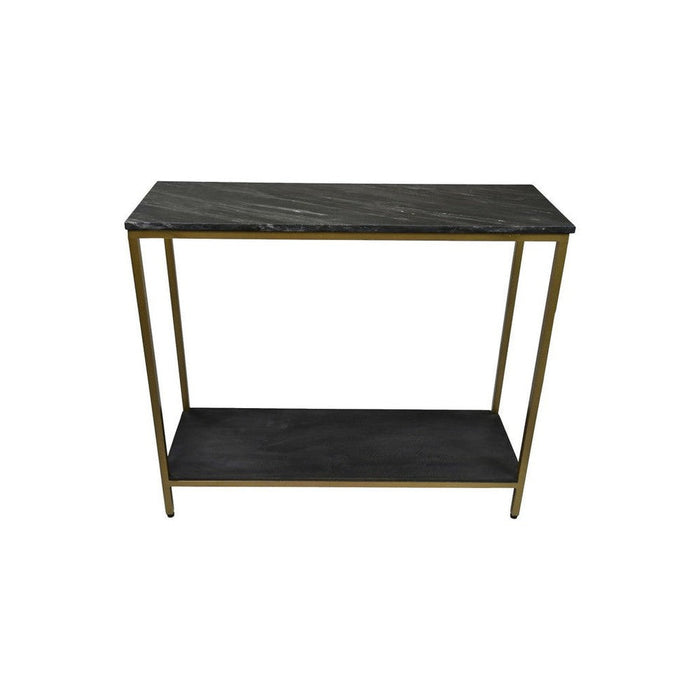 Console tafel - 100x35x86 - Zwart/goud - Marmer/metaal/mangohout-Console tafels-HSM Collection