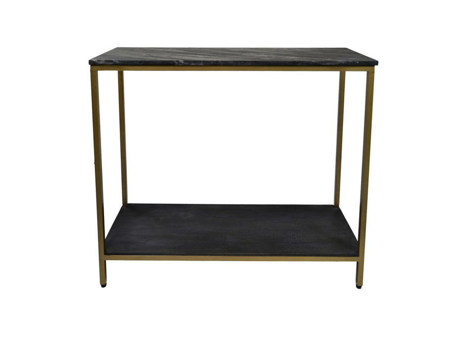 Console tafel - 100x35x86 - Zwart/goud - Marmer/metaal/mangohout-Console tafels-HSM Collection