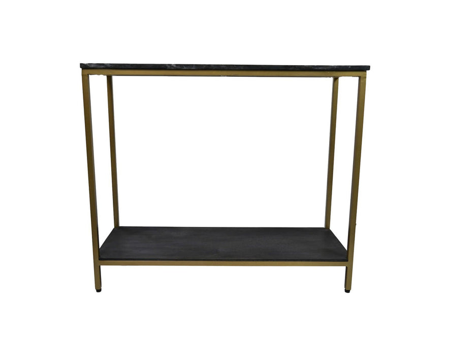 Console tafel - 100x35x86 - Zwart/goud - Marmer/metaal/mangohout-Console tafels-HSM Collection