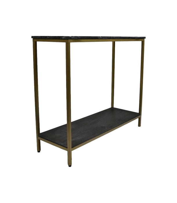 Console tafel - 100x35x86 - Zwart/goud - Marmer/metaal/mangohout-Console tafels-HSM Collection