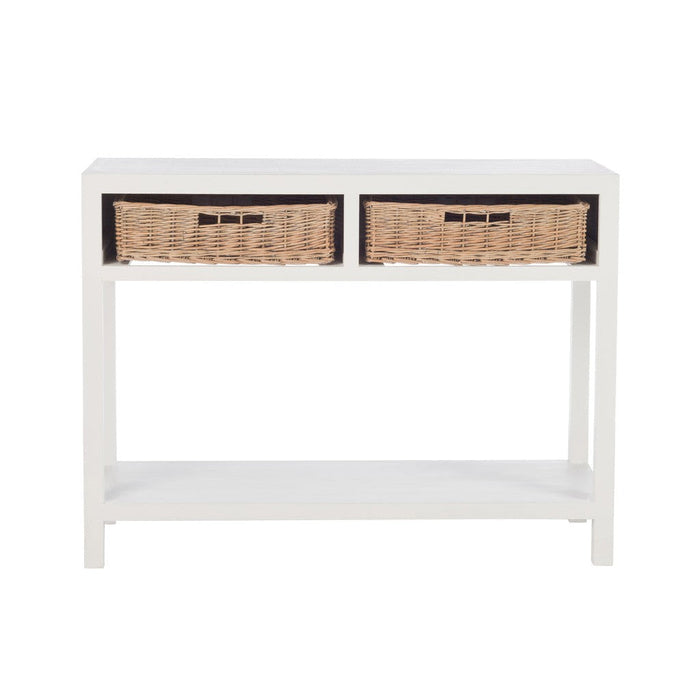 Console tafel + 2 Baskets Hout Wit-Console tafels-J-Line