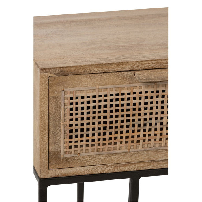 Console tafel 3 Lades Woven Reed Mango Hout Natuurlijk-Console tafels-J-Line