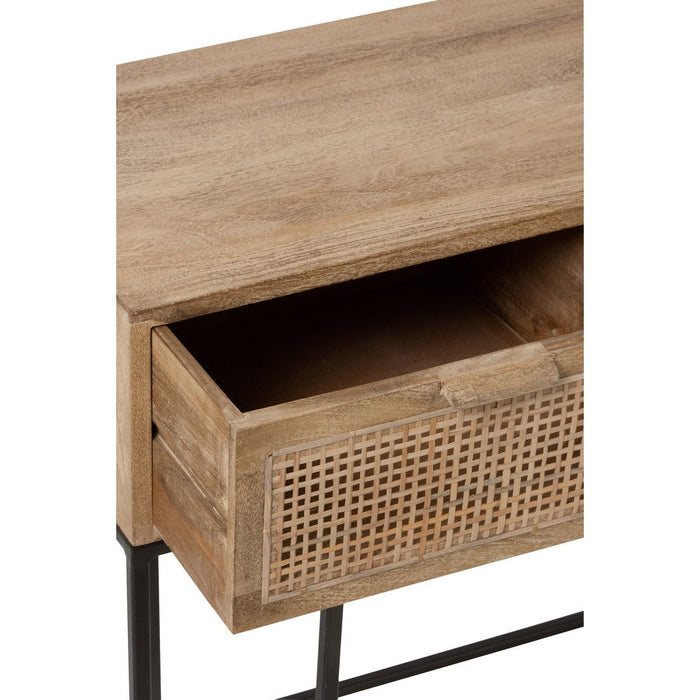 Console tafel 3 Lades Woven Reed Mango Hout Natuurlijk-Console tafels-J-Line