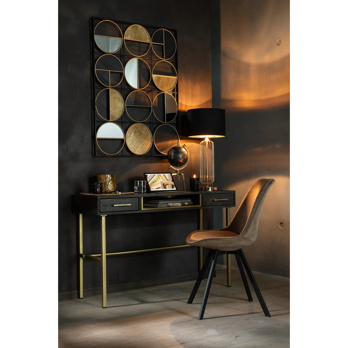 Console tafel Janis 2 Lades Mango Hout | Iron Brown | Gold-Console tafels-J-Line