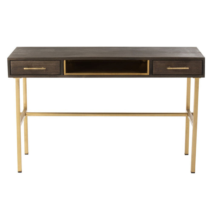 Console tafel Janis 2 Lades Mango Hout | Iron Brown | Gold-Console tafels-J-Line