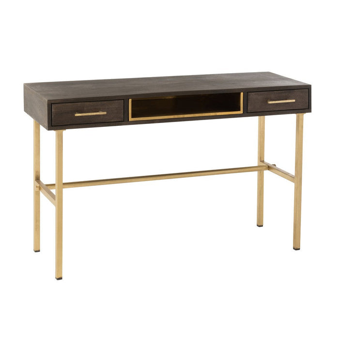 Console tafel Janis 2 Lades Mango Hout | Iron Brown | Gold-Console tafels-J-Line