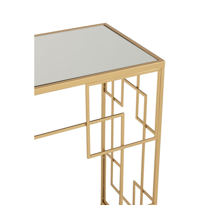 Console tafel Lines Metaal | Glass Gold-Console tafels-J-Line