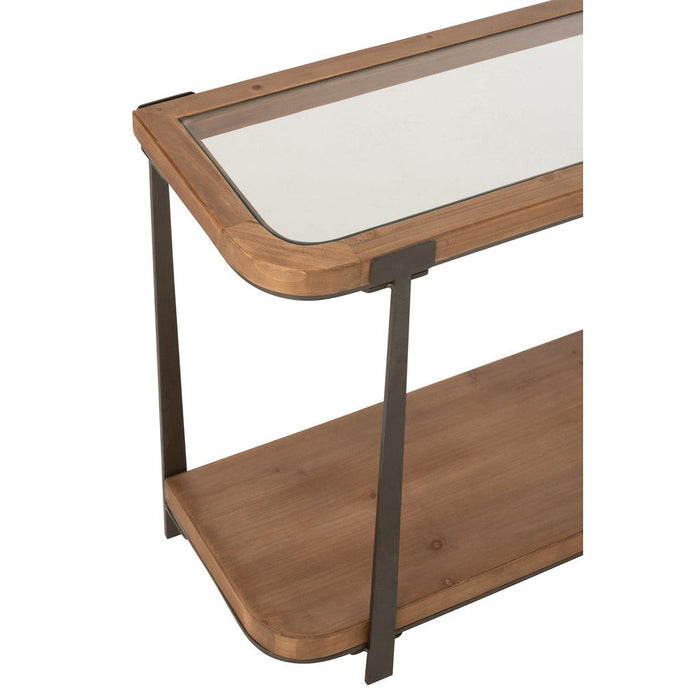 Console tafel Tremi Fir Hout | Glass Natuurlijk | Zwart-Console tafels-J-Line