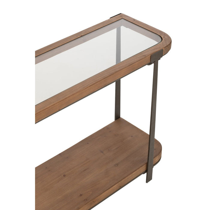 Console tafel Tremi Fir Hout | Glass Natuurlijk | Zwart-Console tafels-J-Line